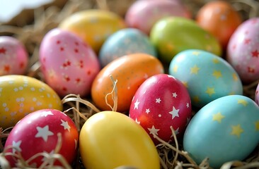 Fototapeta premium Easter background made of colorful eggs