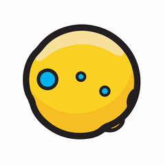 Fototapeta premium Minimalist yellow bowling ball vector illustration with three holes, ideal for sports-related designs.