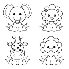 Whimsical Safari Animals Playful Jungle Friends Coloring Art