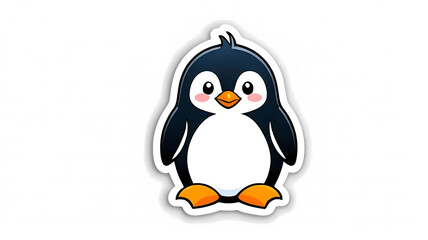Obraz premium Penguin cartoon sticker, cute animal design with a playful and charming vibe
