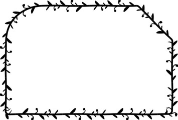 Snip and Round Single Side Rectangle frame wreath simple shape vector Leaves border floral photo frame romantic Botanical Branches decoration 