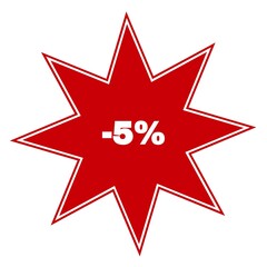Obraz premium Czerwony znak promocji z rabatem 5%