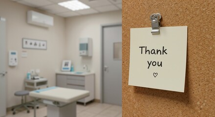 Thank you note displayed in a medical office to express gratitude towards nurses