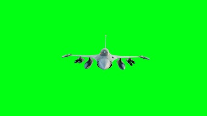 Military fighter jet F-16. green screen isolate. 3d rendering.