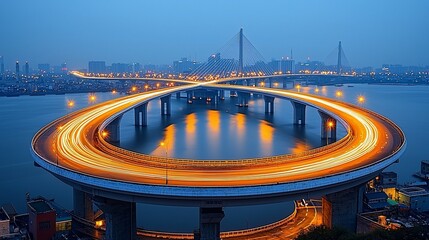 Elevated Highway at Night, Cityscape Background