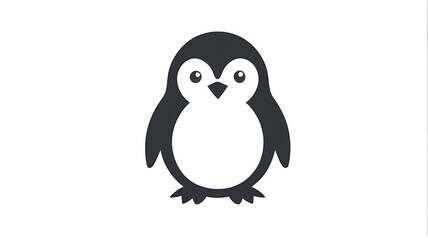 Obraz premium Simple black and white penguin icon, minimalistic and modern animal design
