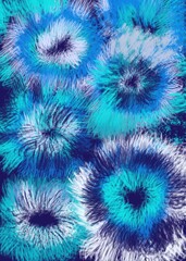 handdrawn Seamless abstract pattern of blue and white flowers on a dark blue background