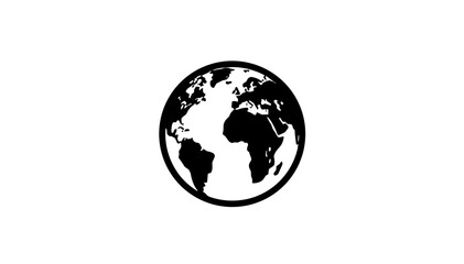 Black globe icon on trasparent background