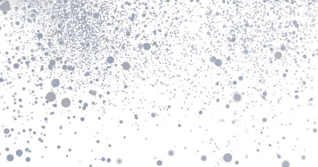 Abstract winter background with light gray falling snow particles on white.