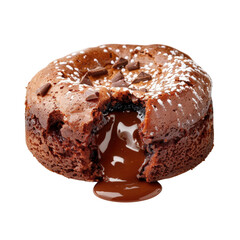 Delicious molten chocolate lava cake with rich filling and dusting of powdered sugar