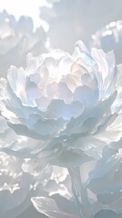 Obraz premium digital technology ice sculpture white peony flower illustration poster background