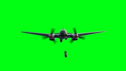 Heinkel He 111. German airliner and medium bomber. World War II. Green screen isolate. 3d rendering.