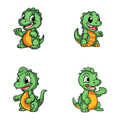 set of funny cartoon dragons