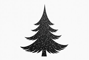 Fototapeta premium Minimalist Geometric Tree: A Black and White Stylized Christmas Design, Ideal for Modern Holiday Themes, Graphic Icons, and Sleek Festive Backgrounds and Illustrations.