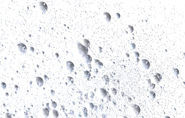 Close-up of many small bubbles on a white background. Great for texture or abstract design.
