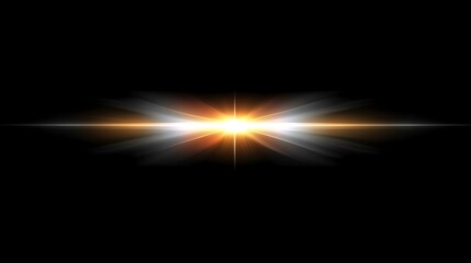 Abstract Light Burst with Gold and White Rays on Black Background