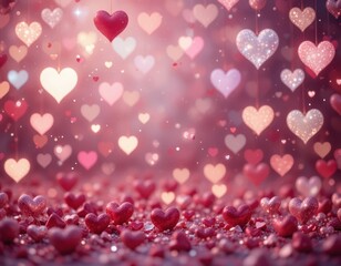Valentine's day celebration hearts romantic setting digital art soft lighting love concept for emotional impact