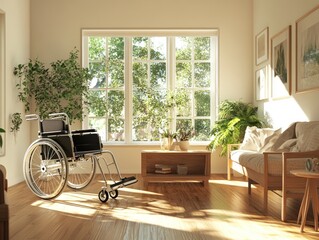 Sunny living room with wheelchair (1)