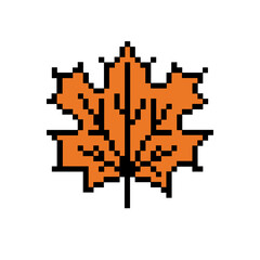 Fototapeta premium Flat design pixel art maple leaf illustration