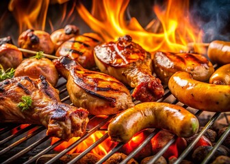 Juicy BBQ Chicken & Sausages: Smoked & Grilled Outdoor Feast