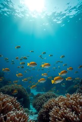 coral reef and diver