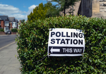 Signage for a polling station at an election in London
