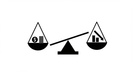 Illustration of Economic Imbalance and Financial Decline with Symbols of Money and Graph Trends. Perfect for Banking and Business Analysis Concepts.