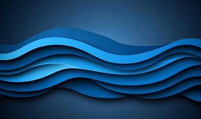 Obraz premium Abstract blue waves background, layered design, flowing motion, dynamic, modern, elegant, corporate, technology, digital art.