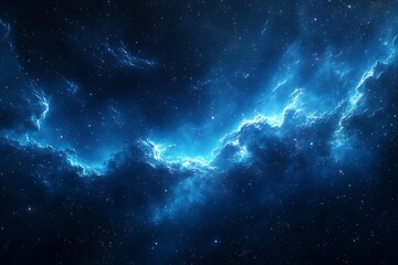 Obraz premium Glowing blue nebula in space.