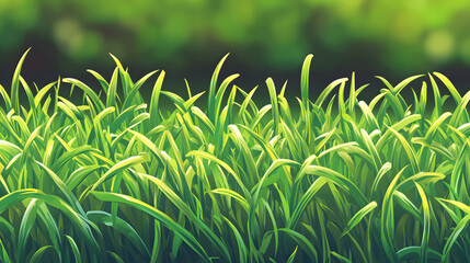 Vibrant Green Fake Grass Background Cartoon Vector Illustration for Creative Projects