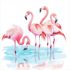 Obraz premium pink flamingo on white background