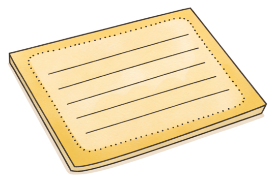 A simple rectangular note isolated on transparent background - Powered by Adobe