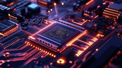 Fototapeta premium Machine learning AI chip processing high-speed futur.