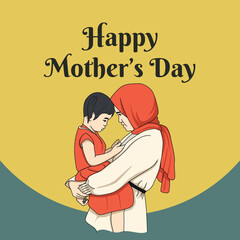 Happy Mother's Day Banner with character illustration in vector.