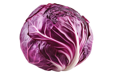 Obraz premium Close-up of a sliced purple cabbage isolated on transparent background. Concept of fresh vegetables and healthy eating