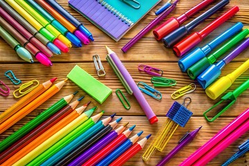 Long Exposure Photography of Assorted Stationery Items - Colorful Office Supplies