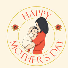 Happy Mother's Day Banner with character illustration in vector.