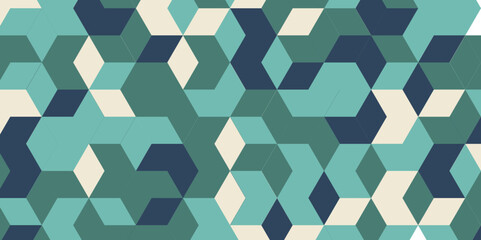 Fototapeta premium Abstract gradient background with overlay stripes shape.Triangle repeat pattern design decoration.Green graduated modern triangular polygon modern background design.Vector illustration .