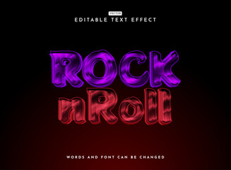 rock n roll modern violet red in futuristic retro style 3d glossy text effect