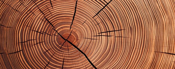 Fototapeta premium A close-up of a tree stump showing concentric growth rings, highlighting its natural texture and patterns.