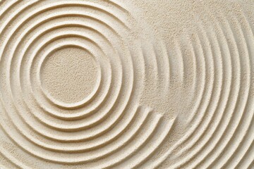 Minimalist Sand Texture Concentric Circles Zen Garden Aesthetic Natural Lighting Beige Tones Fine Art Photography