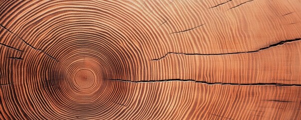 Fototapeta premium Close-up of tree rings showcasing natural patterns, textures, and colors found in a cross-section of wood.