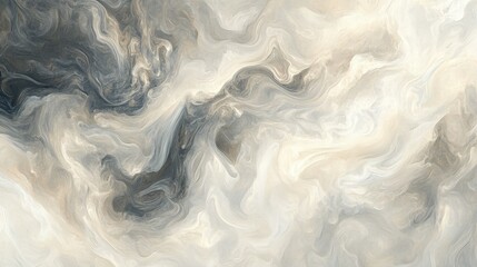 Obraz premium Elegant abstract motion of smoky wisps in soft neutral tones creating a graceful flowing pattern on a pale background.