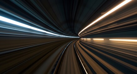Dynamic Motion Blur Photography of Underground Transportation Tunnel with Light Trails
