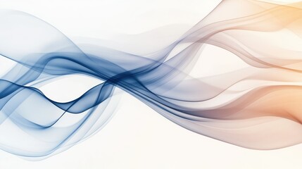 Fototapeta premium Graceful, flowing smoke waves in blue, gray, and brown creating a serene abstract design on a light background.