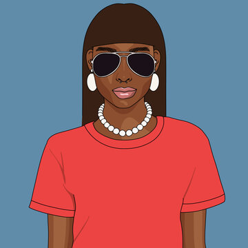 Chic Woman with Sunglasses and Necklace Portrait