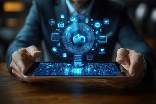 Futuristic Digital Learning Concept with Holographic Technology and Online Education