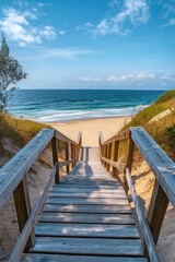 Obraz premium Beach Boardwalk Pathway Near Rotes Kliff Kampen Sylt Schleswig-Holstein