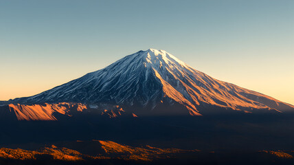 Fototapeta premium Majestic snow-covered mountain peak under bright blue sky