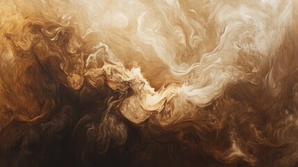 Soft flowing brown smoke trails swirling in an abstract, dreamy composition with warm mocha hues.